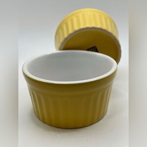 Vintage Yellow Stoneware Ramekins – Set of 2 – Mid Century Kitchenware